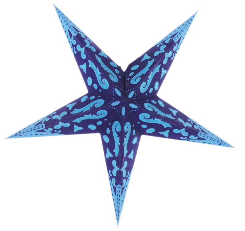Baby Curves Blau  - Faltbarer Leuchtstern, Weihnachtsstern aus Papier mit 5 Zacken, 40 cm